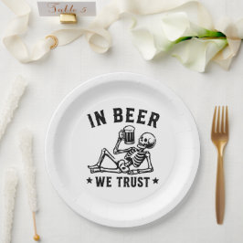 ビールを信じる冷やかしスケルトンビールポン ペーパープレート
