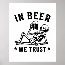 ビールを信じる冷やかしスケルトンビールポン ポスター