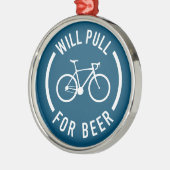 ビールを引くサイクリング メタルオーナメント (左)