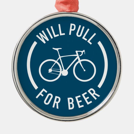 ビールを引くサイクリング メタルオーナメント (正面)