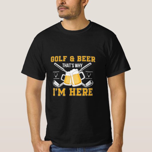 ビールを愛するゴルファーとビールの誕生日 Tシャツ (正面)