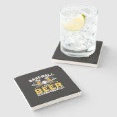 ビールを愛する野球ファン ビール ユーモア 誕生日 ストーンコースター (横)