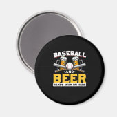 ビールを愛する野球ファン ビール ユーモア 誕生日 マグネット (正面/裏面)
