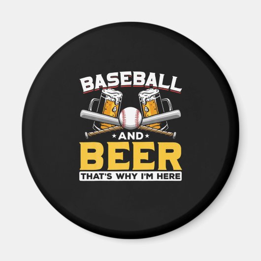 ビールを愛する野球ファン ビール ユーモア 誕生日 マグネット (正面)