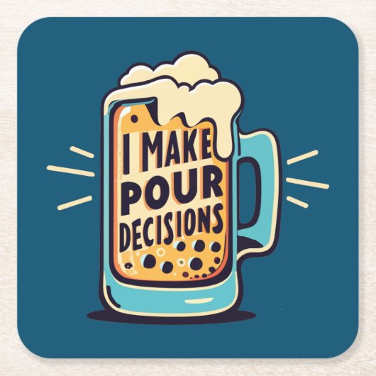 ビールを注ぐ スクエアペーパーコースター (正面)