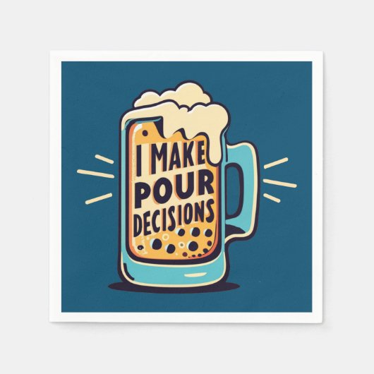 ビールを注ぐ スタンダードカクテルナプキン (正面)