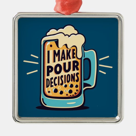 ビールを注ぐ メタルオーナメント (正面)