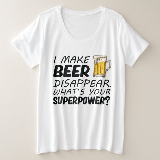 ビールを消す プラスサイズTシャツ (デザイン正面)