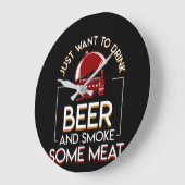 ビールを焼くBBQは煙が肉ほしいと思います ラージ壁時計 (傾斜)