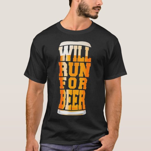 ビールを走ってでも飲みたい 面白いクラフトビールランナー Tシャツ (正面)
