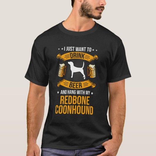 ビールを飲つるみ、赤骨の犬と Tシャツ (正面)