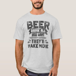 ビールを飲み放題 面白い ヴィンテージ Tシャツ