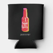 ビールを飲むために走る 赤いボトル ジョギング 冗談 缶クーラー (正面)