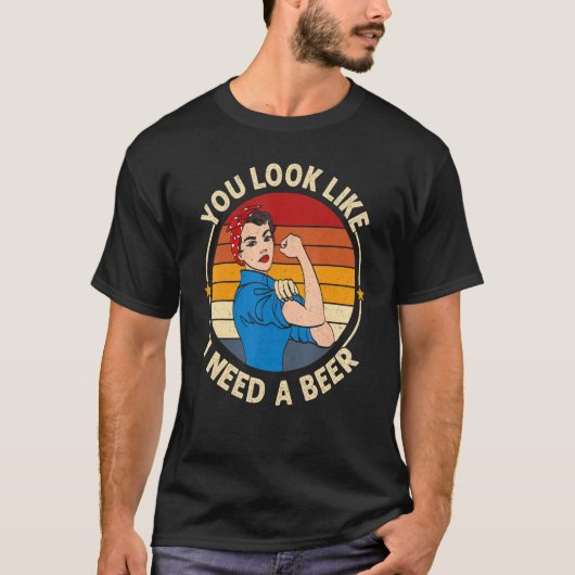 ビールを飲むべき顔してるわね 楽しい飲酒を表現したフレーズ Tシャツ (正面)