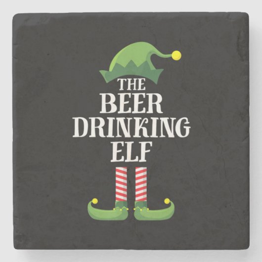 ビールを飲むクリスマス・誕生日 ストーンコースター (正面)