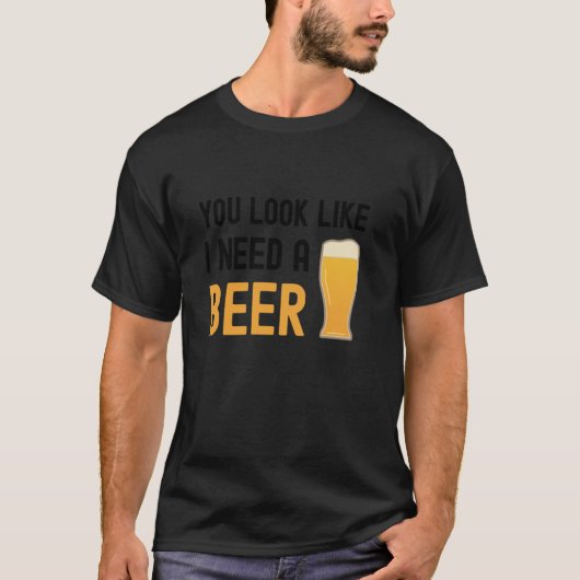 ビールを飲むグラスがおもしろい要りそうだ Tシャツ (正面)