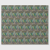 ビールを飲むグリーンカエルボトル ラッピングペーパー (フラット)