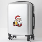 ビールを飲むサンタクロースのクリスマス グラフィック シール (スーツケース)