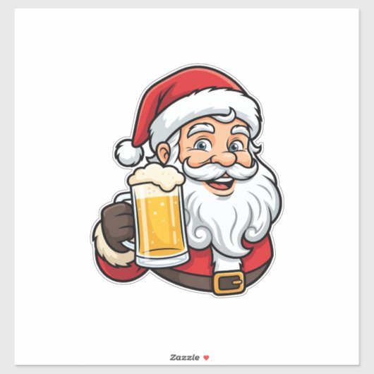ビールを飲むサンタクロースのクリスマス グラフィック シール (シート)