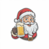 ビールを飲むサンタクロースのクリスマス グラフィック シール (正面)