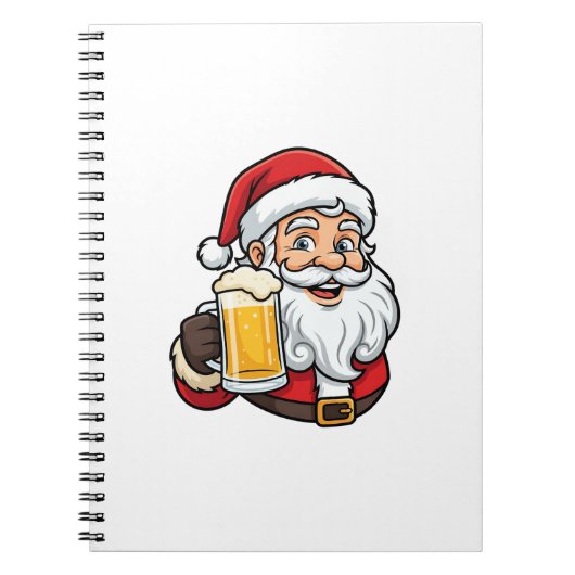 ビールを飲むサンタクロースのクリスマス グラフィック ノートブック (正面)
