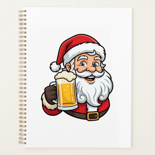 ビールを飲むサンタクロースのクリスマス グラフィック プランナー手帳 (正面)