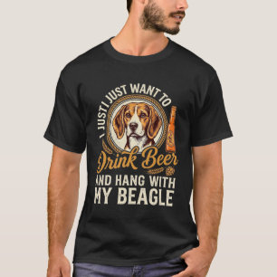 ビールを飲むビーグル犬 クラフトビール ボトル ホップ Tシャツ