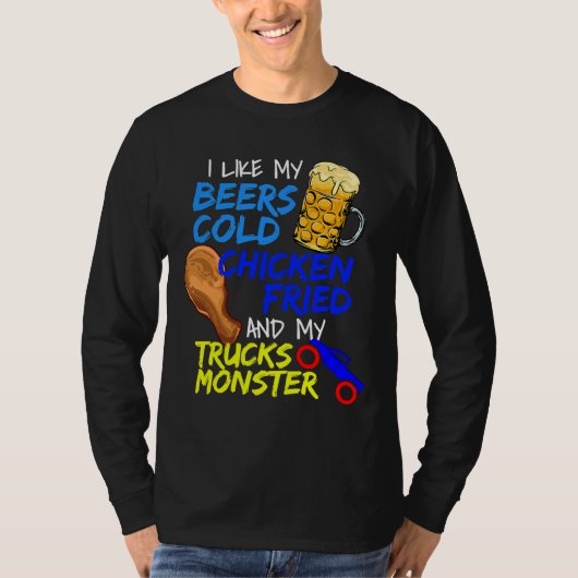 ビールを飲むフライドチキン Tシャツ (正面)