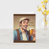 ビールを飲む人 カード (黄色い花)