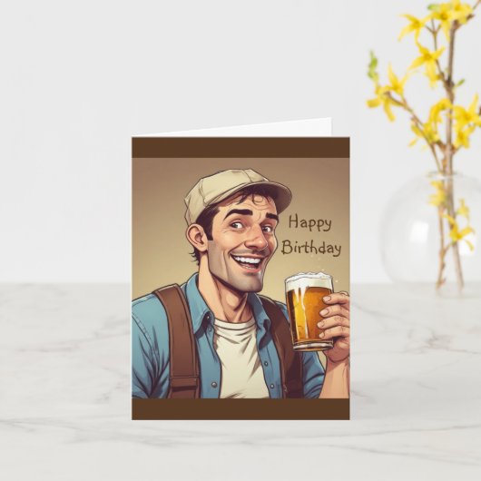 ビールを飲む人 カード (黄色い花)