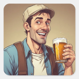 ビールを飲む人 スクエアシール