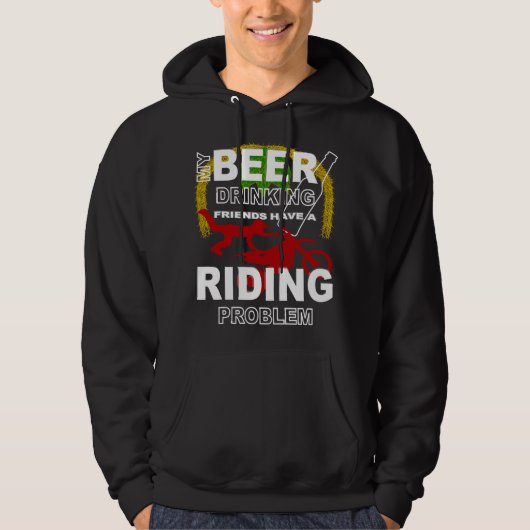 ビールを飲む友達 オフロードバイクに乗る問題 楽しい パーカ (正面)