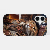 ビールを飲む海賊猫 iPhone 16ケース (裏面横)