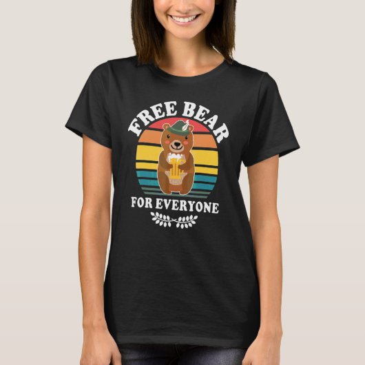ビールを飲む飲む飲むビール飲み熊 Tシャツ (正面)