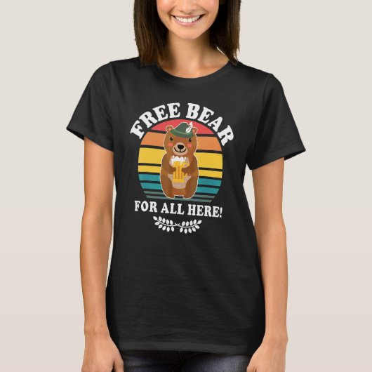 ビールを飲む飲む飲むビール飲み熊 Tシャツ (正面)