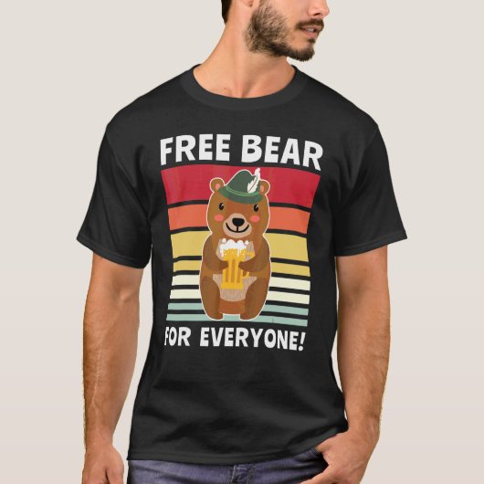 ビールを飲む飲む飲むビール飲み熊 Tシャツ (正面)