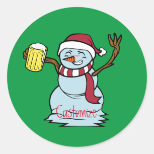 ビールを飲む飲雪だるまサンダー_コーブ ラウンドシール