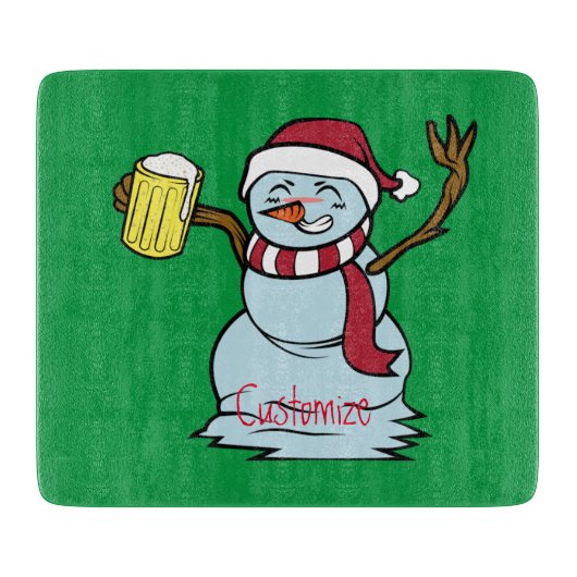 ビールを飲む飲雪だるまThunder_Cove カッティングボード (正面)
