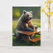 ビールを飲む カード (黄色い花)