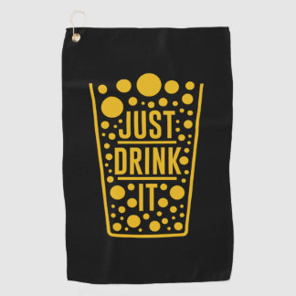 ビールを飲む ゴルフタオル