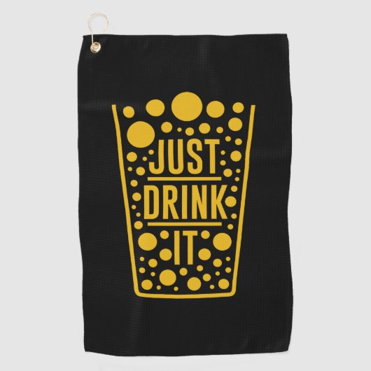 ビールを飲む ゴルフタオル (正面)