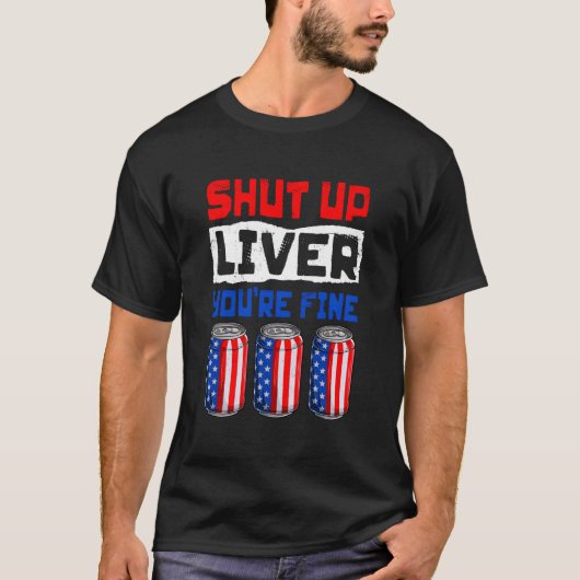 ビールを飲む 7月4日の名言 Tシャツ (正面)