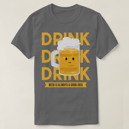 ビールを飲む Tシャツ (デザイン正面)