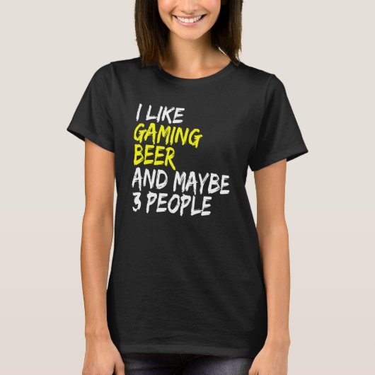 ビールを飲むI好きビール&ゲームのギャンブルコンピュータ Tシャツ (正面)