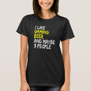 ビールを飲むI好きビール&ゲームのギャンブルコンピュータ Tシャツ