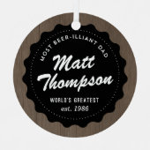 ビールを飲めないパパカスタムフォトビールクリスマス メタルオーナメント (正面)