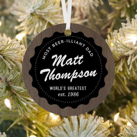 ビールを飲めないパパカスタムフォトビールクリスマス メタルオーナメント (インサイチュ)