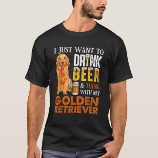 ビールを飲んでゴールデンと一緒に過ごしたいだけ Tシャツ