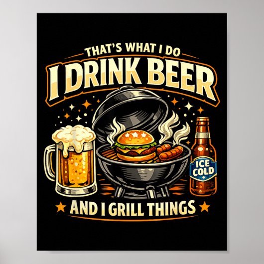 ビールを飲んでバーベキューするのが私の趣味 ポスター (正面)