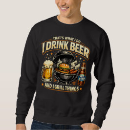 ビールを飲んでバーベキューするTシャツ スウェットシャツ